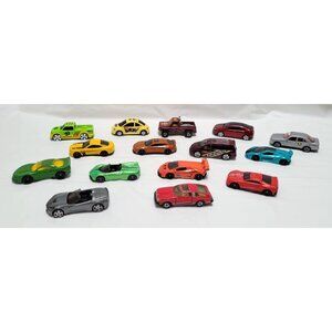 Lot Of 15 Die-Cast Toy Cars Trucks Assorted Colors Models Sports Classics